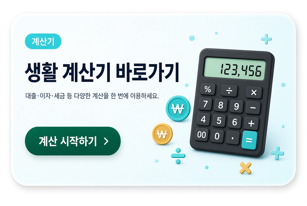 생활 계산기 바로가기 안내 이미지