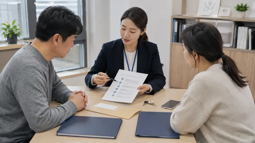HF 대위변제 통지서를 받고 대응 절차를 상담하는 임대인과 임차인