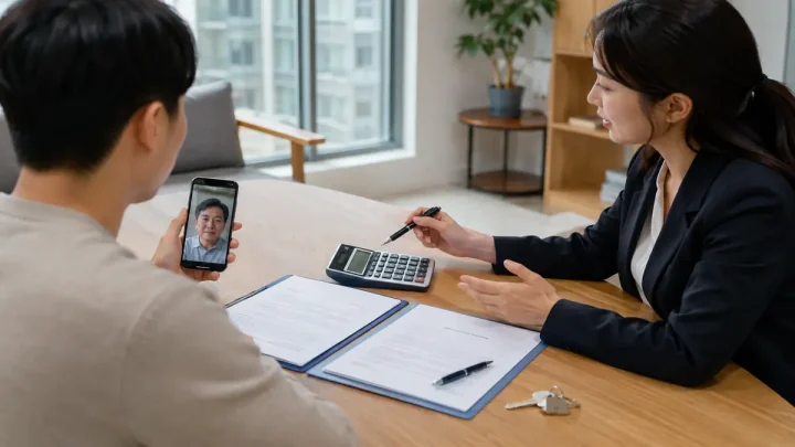 전세갱신청구권 사용 시 중개보수 계산을 확인하는 모습