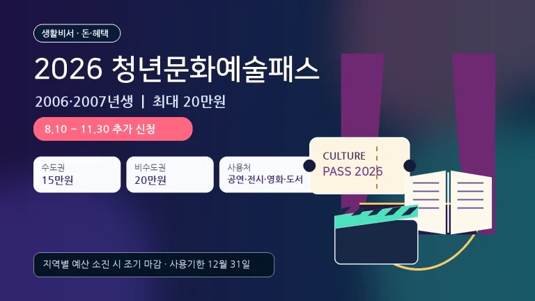 2026 청년문화예술패스 신청 방법｜추가 발급·최대 20만원 사용처